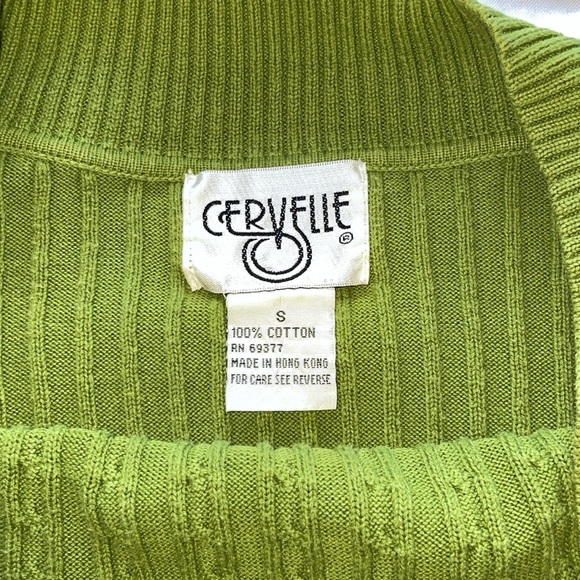 Olive Green Cotton Cable Knit Crewneck Sweater Button Accents Preppy Classic SM - Picture 8 of 10